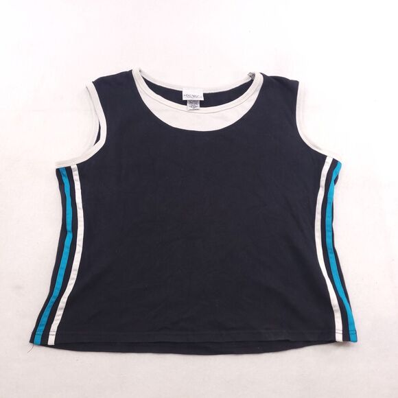 CW Sport Casual Crew Neck Sleeveless Tank Top Shirt Womens Size 1X Black White - Picture 2 of 10